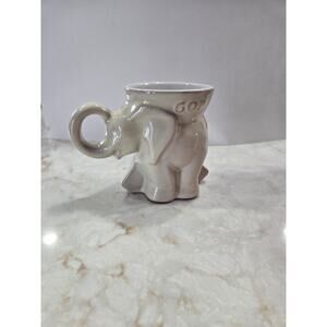 Vintage 1991 Republican GOP Elephant Coffee Cup Mug Frankoma Pottery White